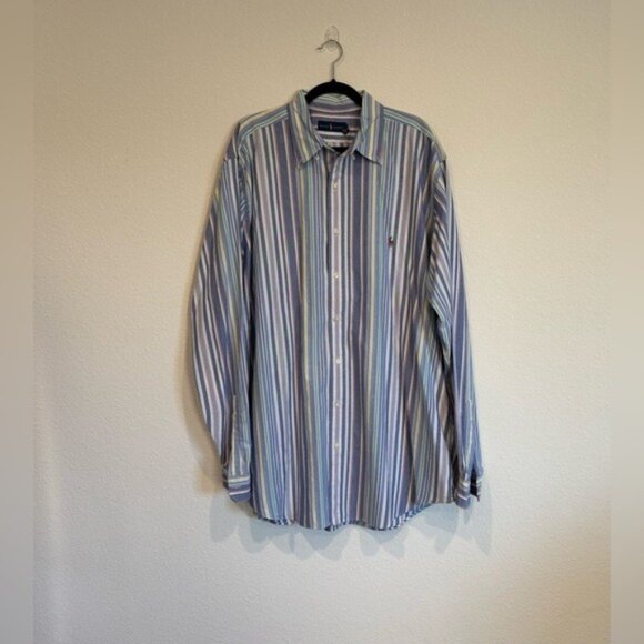 Ralph Lauren Mens Striped Pony Embroidered Button Down Shirt Size XLT - Picture 1 of 6